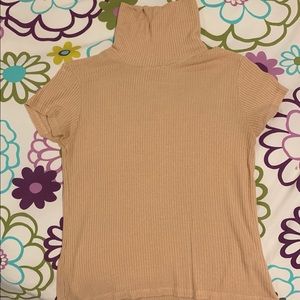 Brandy Melville Tan Short-Sleeve Turtleneck